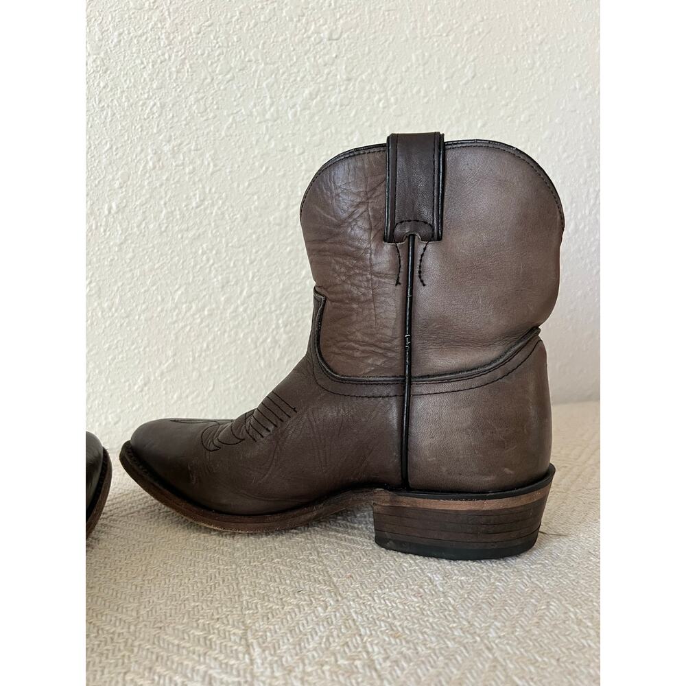 Frye Brown Leather Western Ankle Boots Women's 6.5 Made in Mexico - Picture 7 of 10